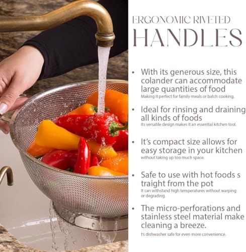 Stainless Steel Colander for Kitchen (5 Quart)