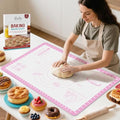 Silicone Baking Mat with 10 Recipes (Pink / 32"L x 24"W)