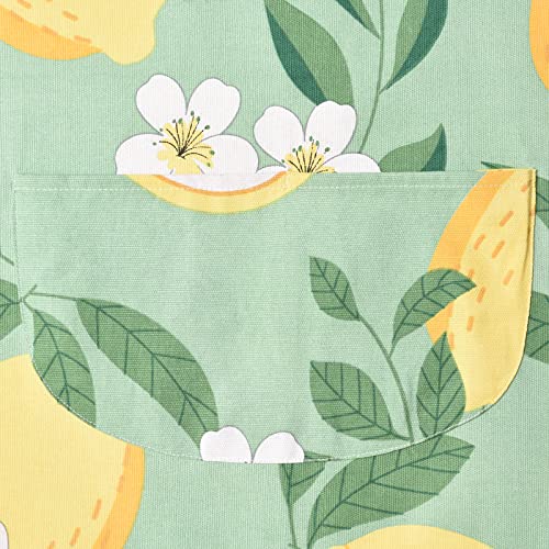 2 Pack Floral Apron for Women with Pockets (Yellow/Lemon)