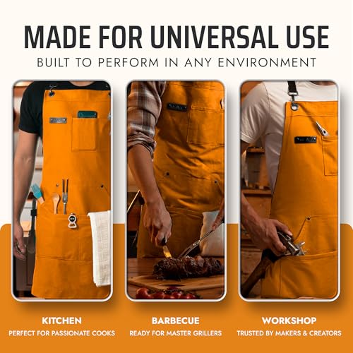 Chef & BBQ Apron with Pockets (Orange)