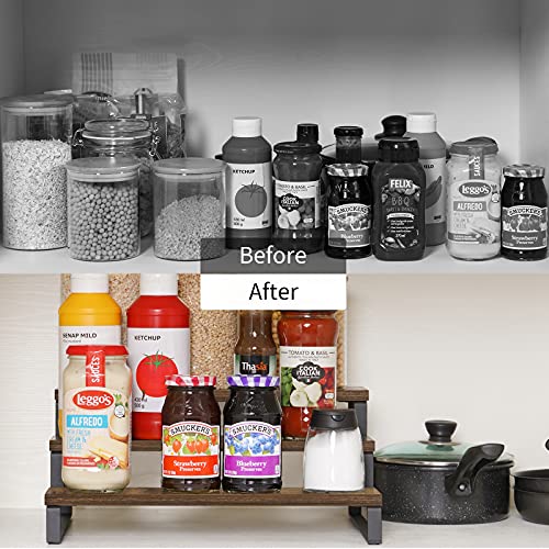 3 Tier Spice Rack (Rustic Brown, 3 Tier, 1 Pack / 3 Tier 1 Pack)