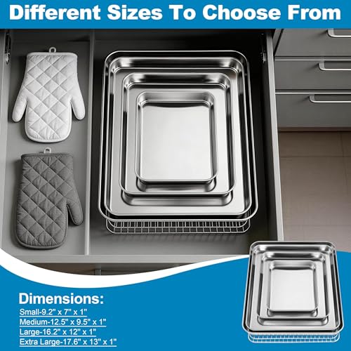 Stainless Steel Quarter Sheet with Wire Rack Set (12.5 x 10 x 1 inch)
