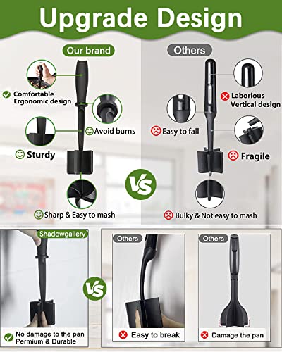 2Pack Meat Chopper Hamburger Masher Ground Beef Smasher Utensil Mix Tool (2 Pack-Black)