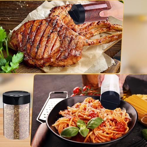 30 Pack 8.4 oz Plastic Spice Jars with Black Cap Empty Clear Plastic Spice Bottle Containers Reusable Seasoning Jars with Shaker Lids for Kitchen Storing and Dispensing Salt Powders (8.4 oz)