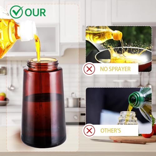 Oliver Oil Sprayer Dispenser for Cooking Bottle 16oz Dark Glass 2pcs Black (Brown Bottles-2 Black)
