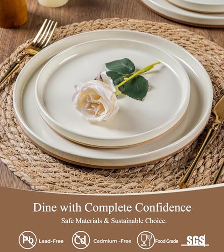 Stoneware Dinnerware Sets for 8 (Service for 8 / Modern-Beige)