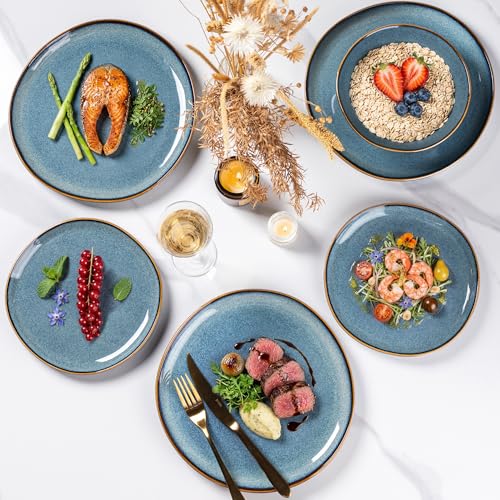 Ceramic Dinnerware Sets for 4 (Mediterranian Blue / Service for 4(12Pcs))
