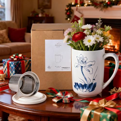 Tea Cup With Infuser and Lid (Lotus)