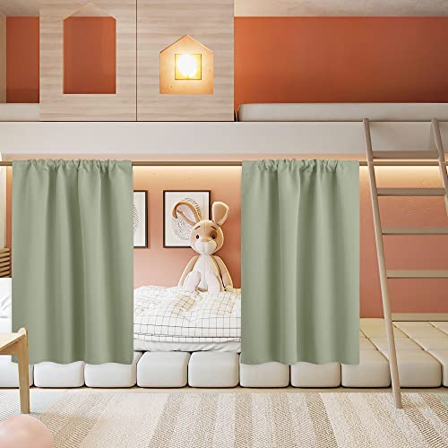 Basement Bathroom Kitchen Cafe Blackout Privacy Window Curtains (Sage Green / 34"W x 30"L (Pack of 2))