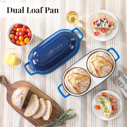 Cast Iron Bread Pan with Lid (Blue)