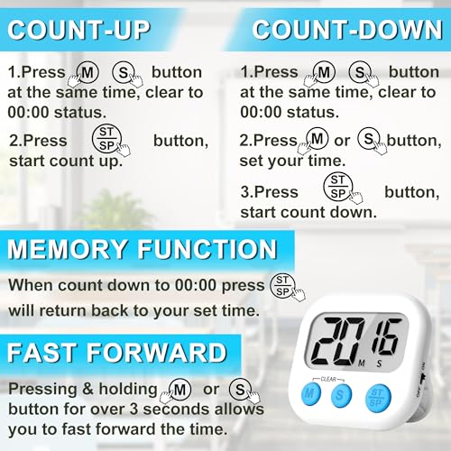 Classroom Timer for Kids Teachers 2 Pack Digital Timers Black White (Black & White)