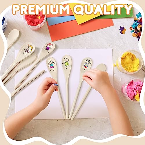 50 Pcs 9.8 Inch Wooden Spoons Bulk for Cooking Handle Long Wooden Spoons Stirring Spoons Oval Wood Mixing Spoons for Baking Mixing Serving Stirring Cooking Tasting Crafts