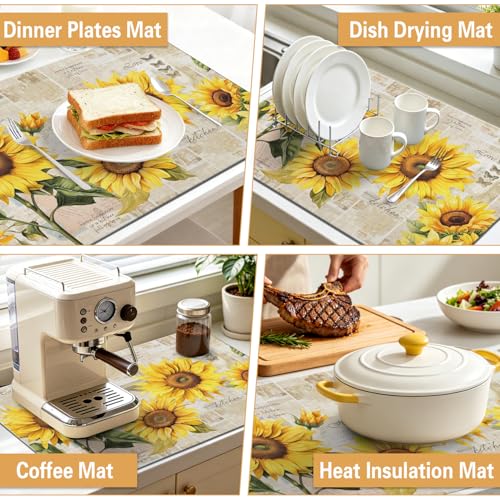 Kitchen Countertop Dish Drying Mat (Yellow / 31.5" x 17")