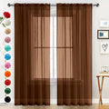 Basic Rod Pocket Sheer Voile Window Curtain Panels Brown 1 Pair 2 Panels 70 Width 108 Inch Long for Kitchen Bedroom Children Living Room Yard（Brown (Brown / 70"W x 108"L (Pack of 2))