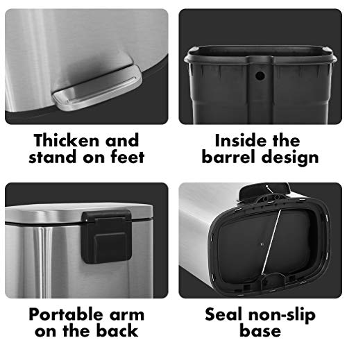 8 Gallon Trash Can with Lid (Stainless Steel / 8G)