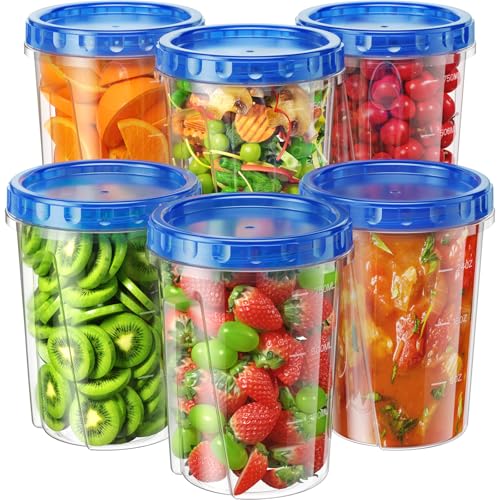 6 Pack 34 oz Freezer Storage Containers (6 Pack-34 oz)