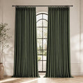 Pinch Pleated 100% Blackout Linen Curtains for Bedroom 108 Inch (Loden/Linen 100% Blackout / 40"W x 108"L (Pack of 2))