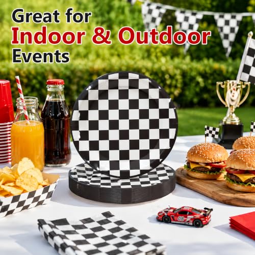50 Pack Checkered Paper Plates
