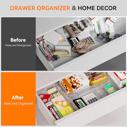 8 Pack Drawer Organizer for Kitchen Gadgets (8 Pack / Clear)