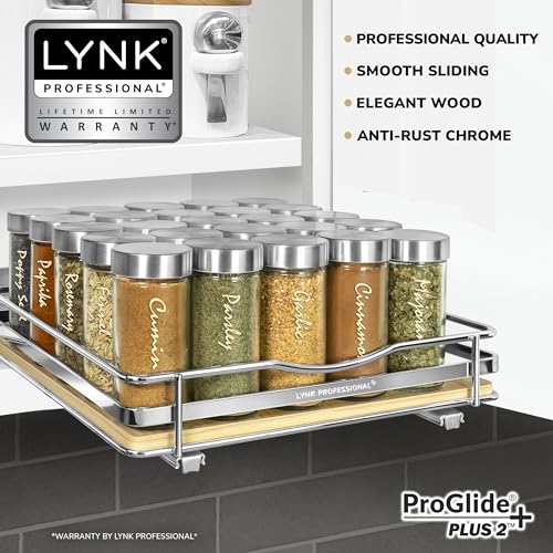 lite™ Pull Out Spice Organization for Cabinets (Wood / 10-1/4" - 1 Tier)