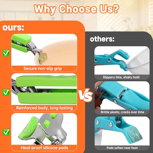 2 Pack Hot Plate Gripper Clips Holder Tongs for Moving Hot Plate Bowls Pizza Pan Air Fryer Microwave Oven with Food Out