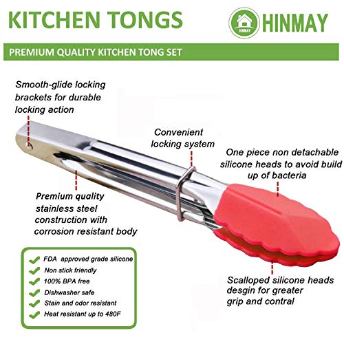 7 Inch Mini Tongs with Silicone Tips (7-inch / Red Blue Green)