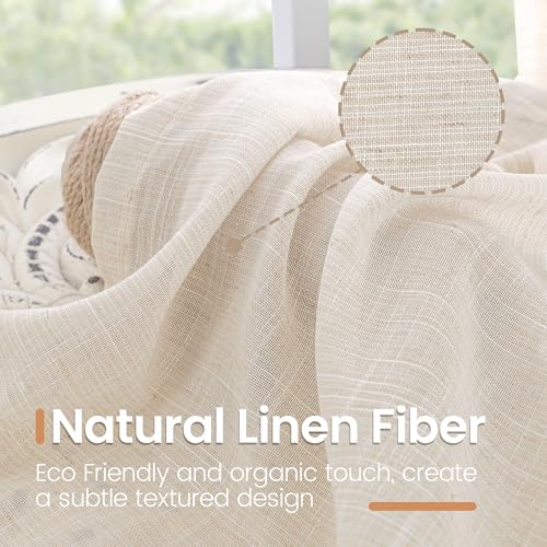 Linen Oatmeal Curtains 45 Inch Length for Short Window (Oatmeal / 42"W x 45"L (Pack of 2))