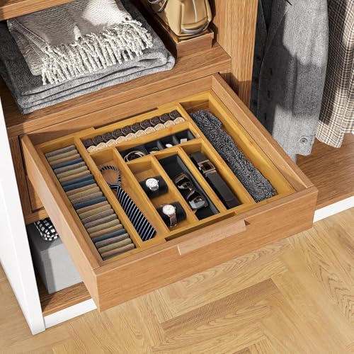 Bamboo Expandable Silverware Drawer Organizer (Natural / Large)