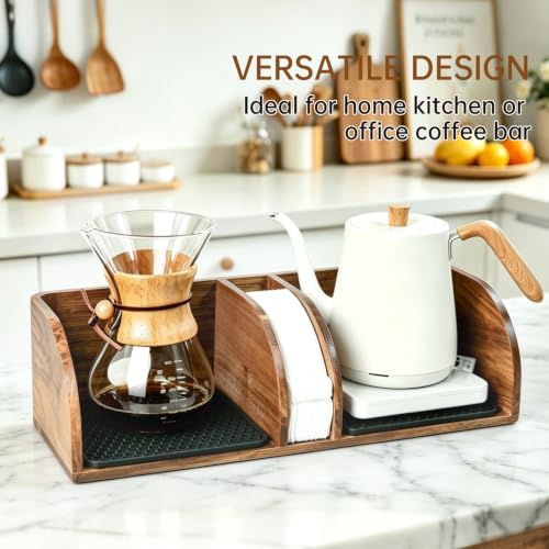 Acacia Coffee Bar Station Organizer Stand Caddy for Chemex Pour Over Maker (Big)