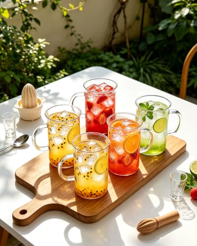 4pcs Set Iridescent Glass Coffee Mugs (14 oz Rainbow coffee Cups)