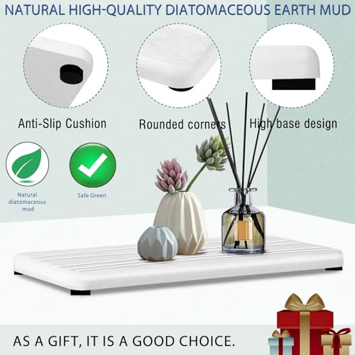 3PCS Water Absorbing Stone Tray (1pcs 21×10cm + 2pcs 10×10cm White Wave)