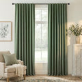 Forest Green 100% Blackout Linen Curtains 96 Length 52 Width (Forest Green / 52"W x 96"L (Pack of 2))
