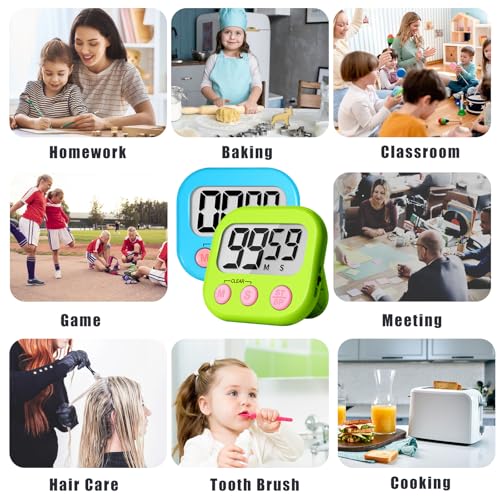 Classroom Timer for Kids Teachers 4 Pack Digital Timers (Blue & Green)