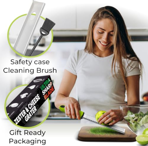 Stainless Steel Cheese Grater & Lemon Zester w (Green)