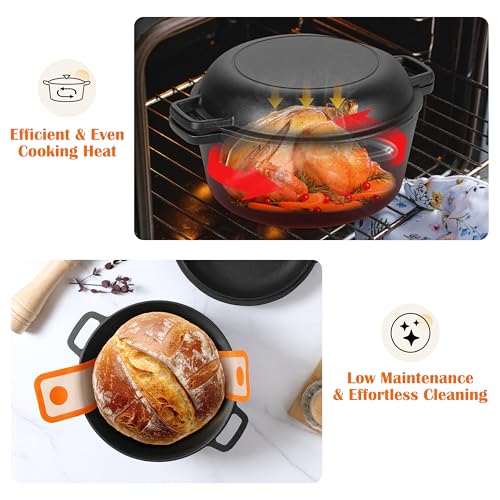 5QT Dutch Oven for Bread Baking (Black)