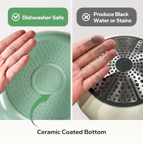 Non Stick Ceramic Frying Pan Set (Green / 8+9.5+11 inch)