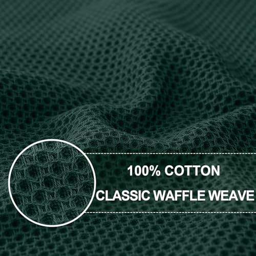 100% Cotton Oversized Waffle Weave Kitchen Towels 6 (Blackish Green / 20 X 28 - 6 Pack)