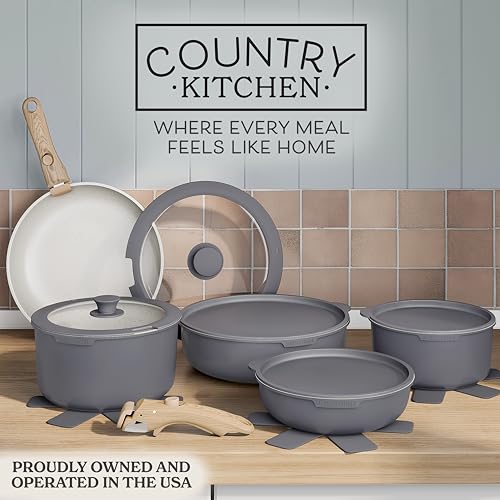 Cookware Set with Removable Handle (Grey/Ivory Wood Handle / Original)