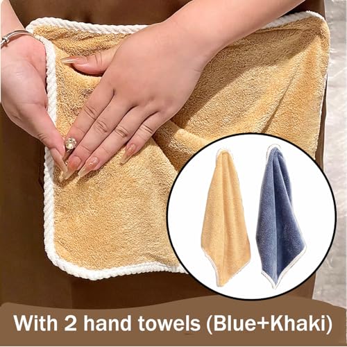 Kitchen Apron for Women Men with Pocket & Hand Towel (Brown)