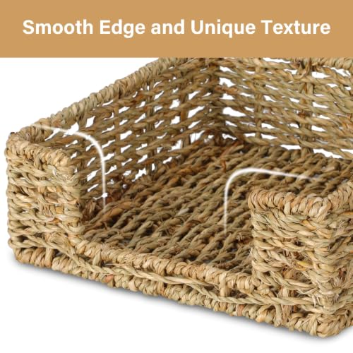 Napkin Holder Wicker Woven Basket Kitchen Decor for Table Dinner Paper Tray (L7.9" X W7.9" X H2.8")