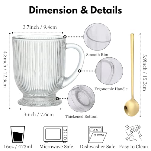 Clear Glass Coffee Mugs Set of 4 (Clear / Set of 4)