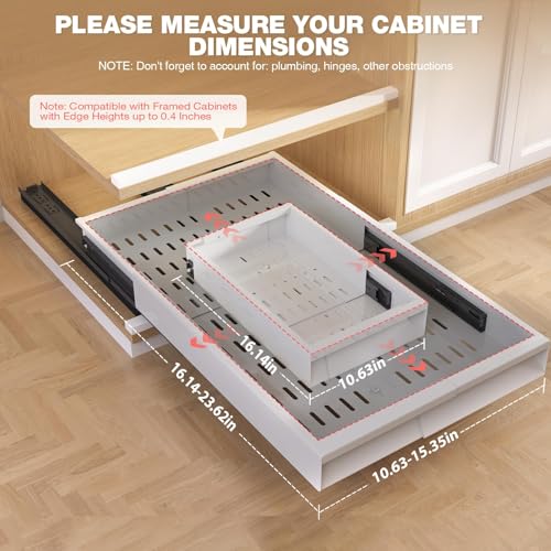 Pull Out Cabinet Organizer (White / 11"-16"W x 17"-24"D(2Pack))