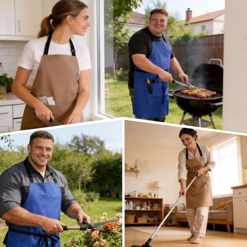 2 Pack Kitchen Aprons (Royal Blue & Brown)