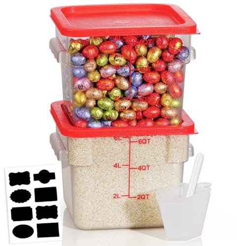 6QT 2PCS NSF Commercial Clear Food Storage Containers with Lids (I3-6QT-2PCS-RED)