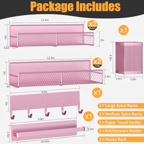 Magnetic Spice Rack for Refrigerator (Pink / 7 Pack)