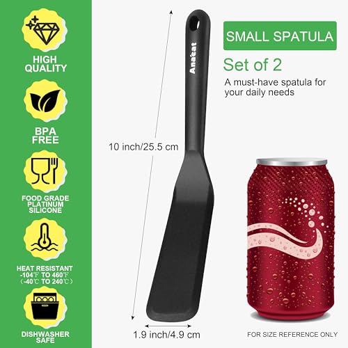 Silicone Thin Spatula Set of 2 (Thin Spatulas / 2 Pcs Thin Spatulas (Black))