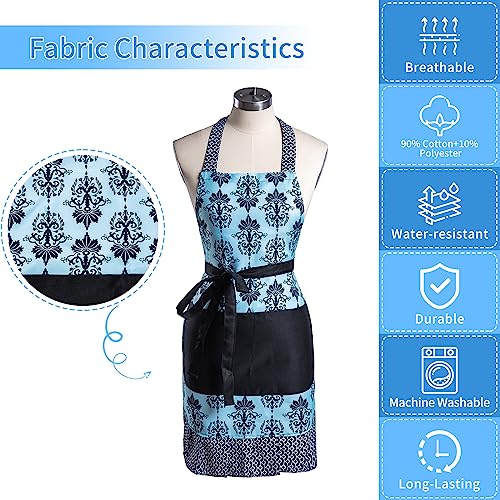Vintage Floral Apron for Women with Pocket (Dark Bloom)