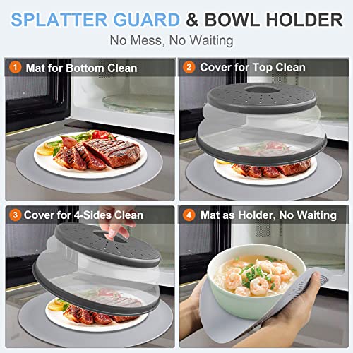 Pack 2 LekDrok Microwave Food Cover with Mat 12 Inch (2*(Cover+12"Mat))