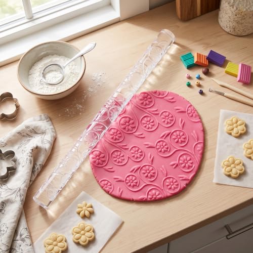 Floral Vine Embossed Acrylic Rolling Pin (52017 flowers and plants)