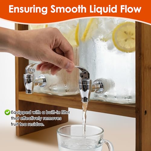 2 PCS 1.2 Gallon Glass Drink Dispenser with Stand and Serving Tray